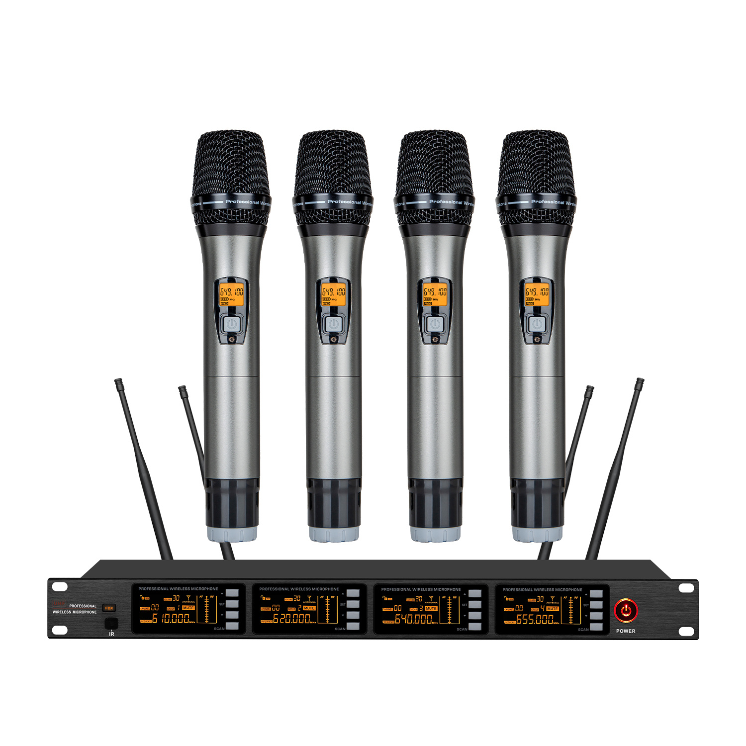 TRAIS UR-9004 Low price 4 Channels Lavalier UHF Wireless Microphone for Lecture Hall Meeting Room (Optional: Handheld/Bodypack/Headset/Lavalier Mic)