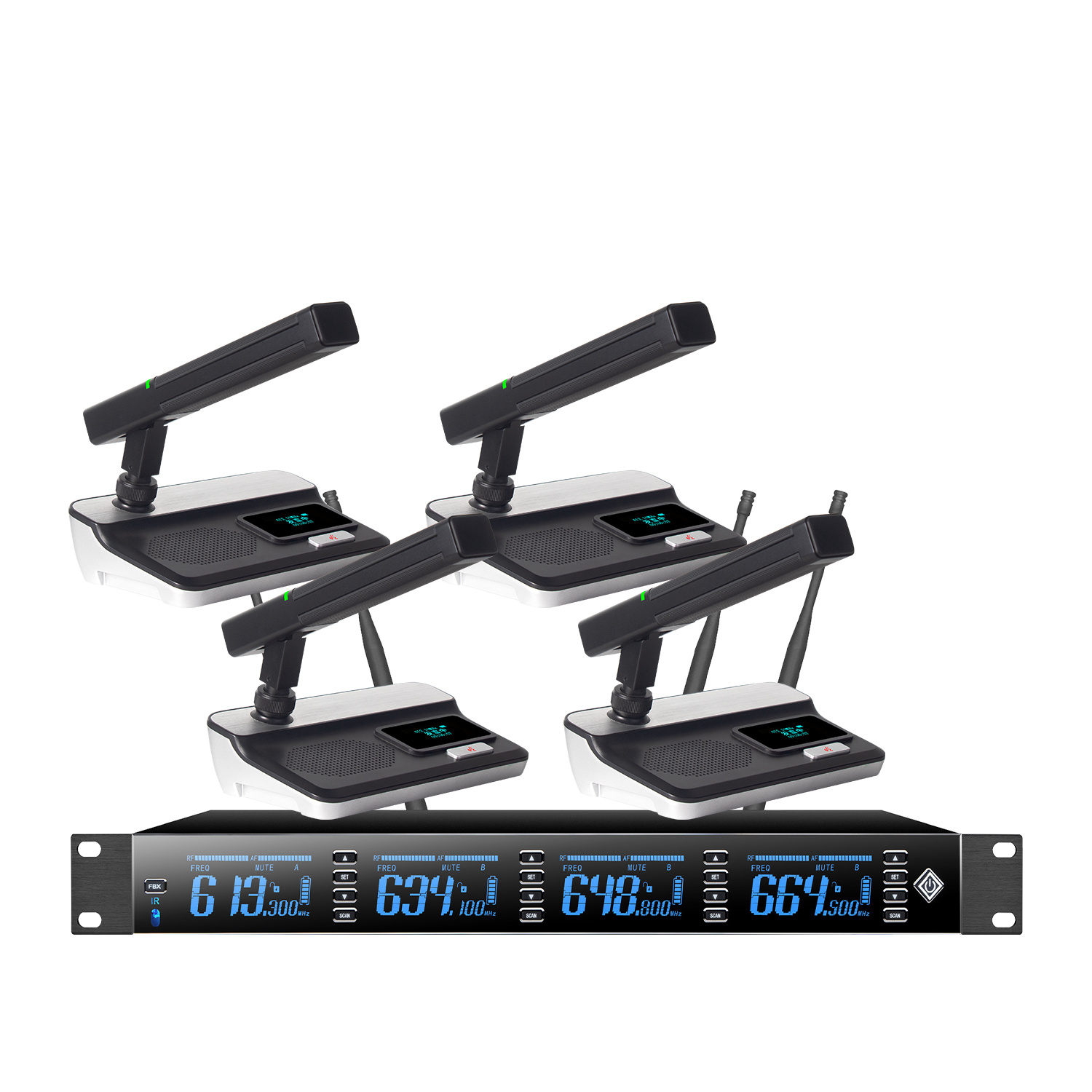 TRAIS TS-9014C One to Four Professional UHF Wireless Conference Microphones