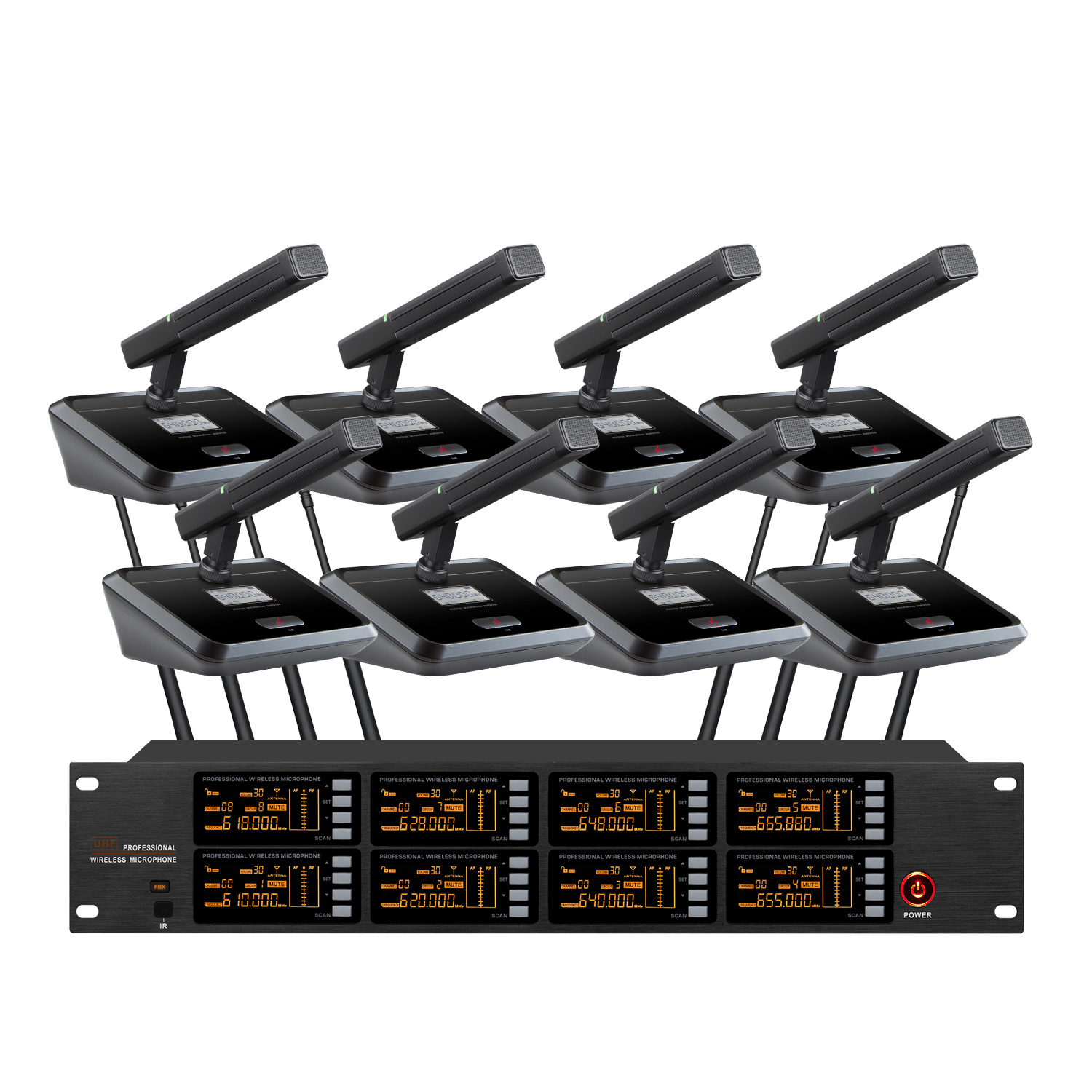 TRAIS TS-9008N Eight Channels Gooseneck Conference Wireless Microphone