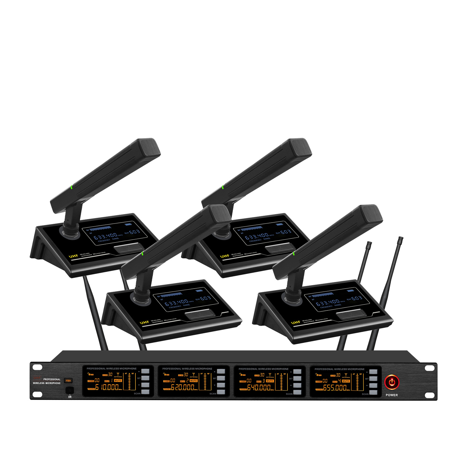 TRAIS TS-9004S Professional 4 Channel Desktop Wireless Microphone for Conference