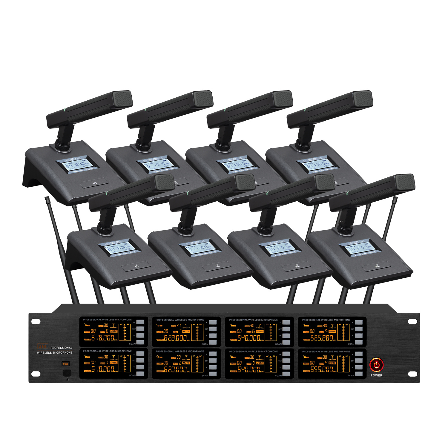 TRAIS TS-9008A Cost-effective 1 to 8 Gooseneck Conference Wireless Microphone