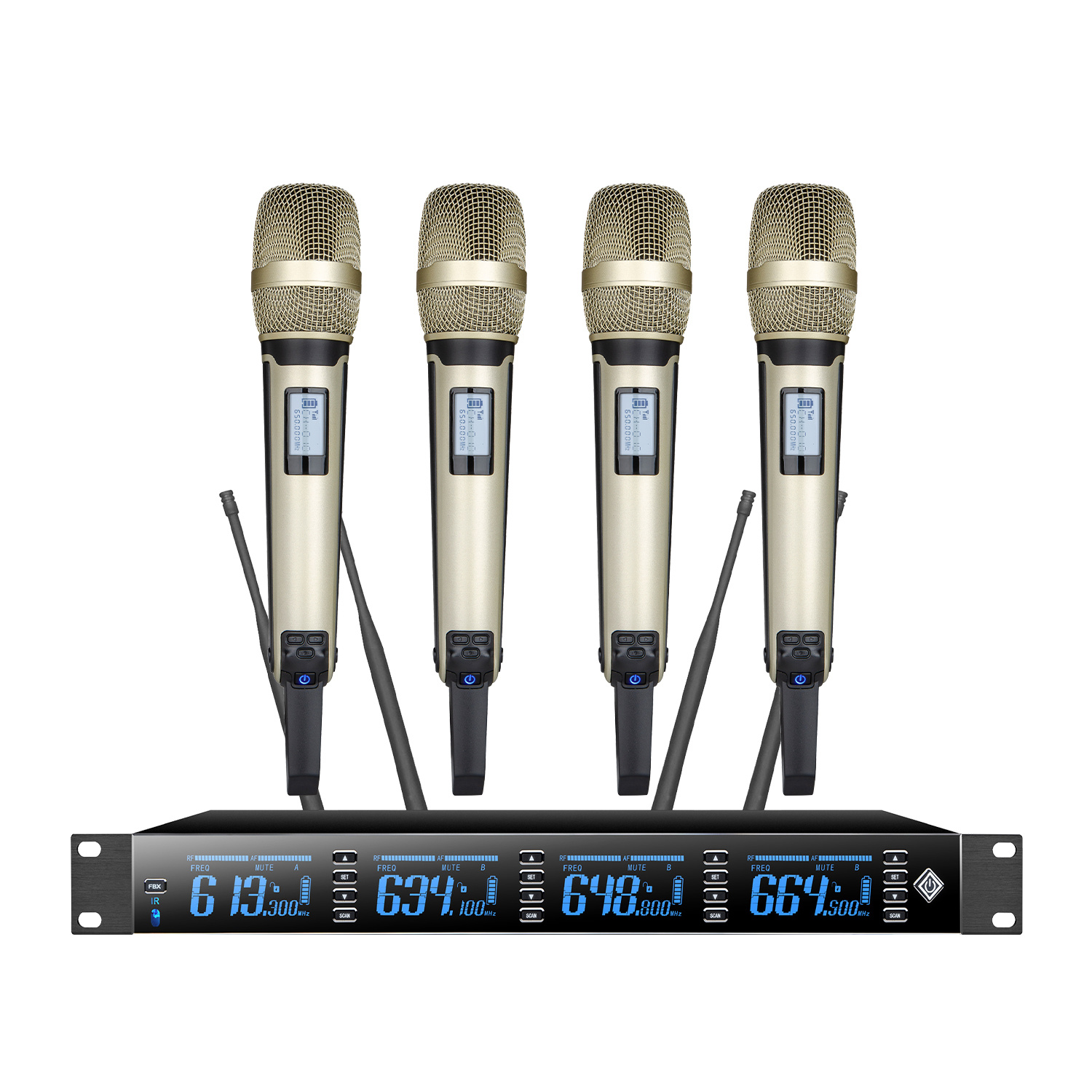 TRAIS UR-9014 High quality 1 to 4 UHF Wireless Mic Handheld Lavalier Headset Cordless Microphone (Optional: Handheld/Bodypack/Headset/Lavalier Mic)