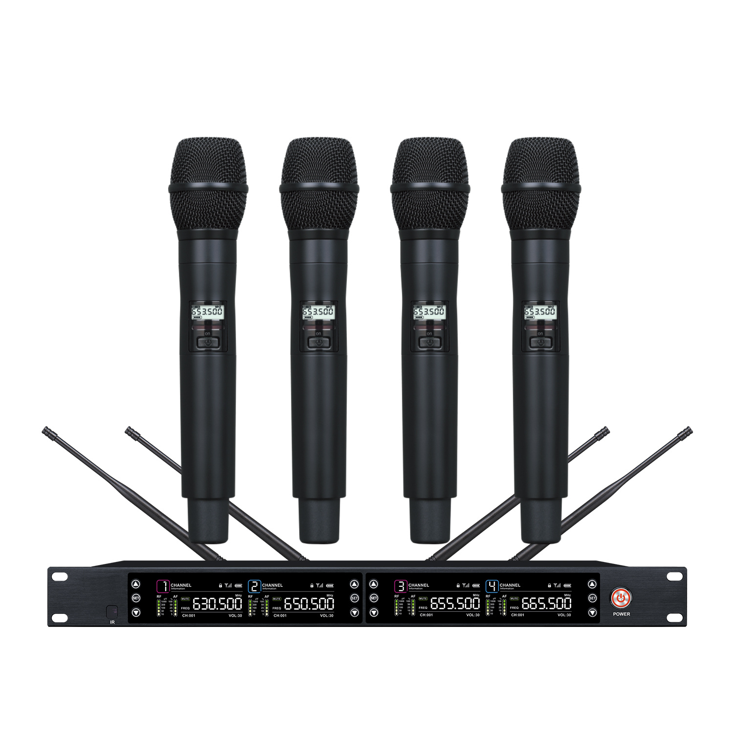 TRAIS UR-9024 Professional One-to-four Wireless Microphone UHF Handheld Bodypack Mic (Optional: Handheld/Bodypack/Headset/Lavalier Mic)