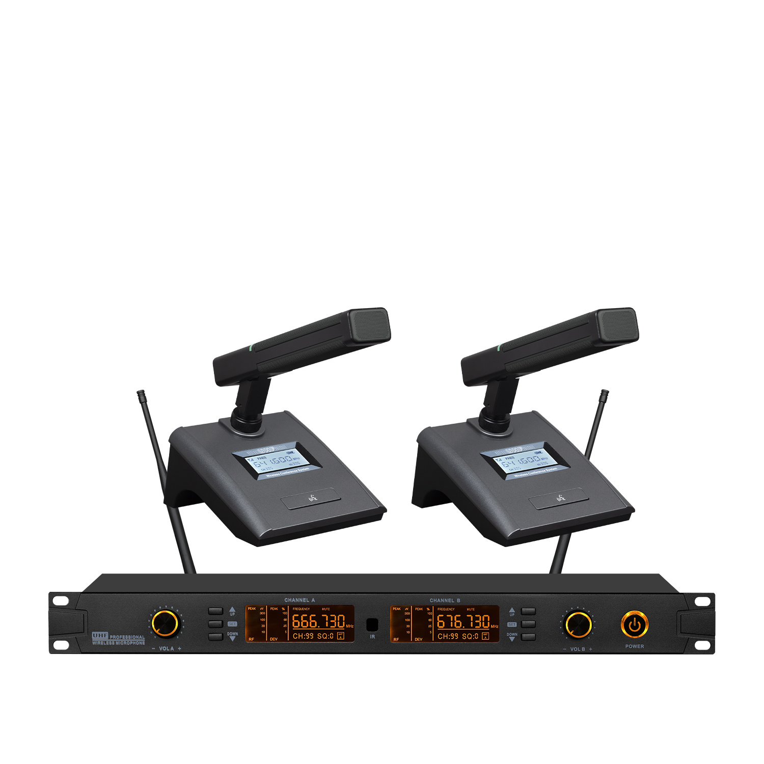 TRAIS TS-9002A 1 to 2 UHF Gooseneck Conference Wireless Microphones