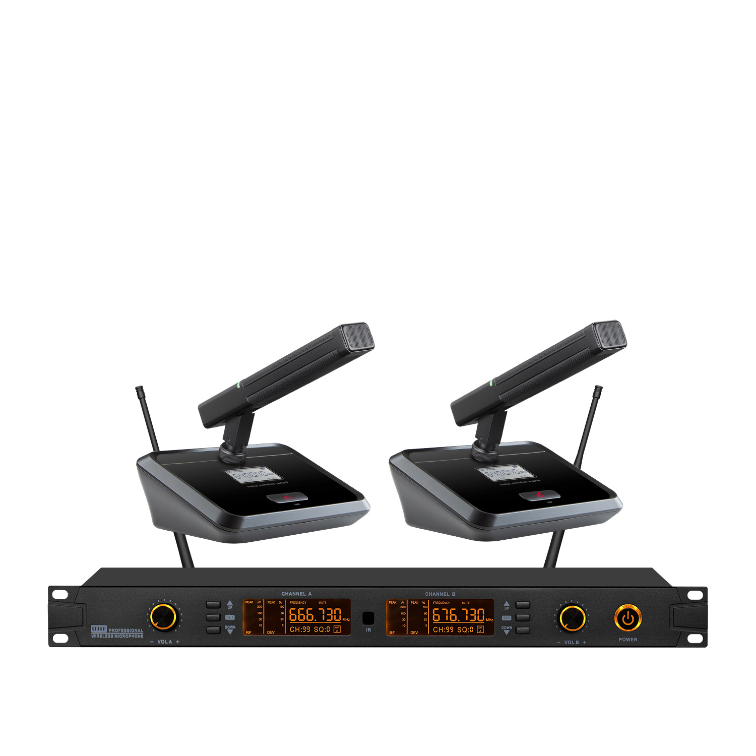 TRAIS TS-9002N Dual Channels Gooseneck Wireless Conference Mic for Speech Conference