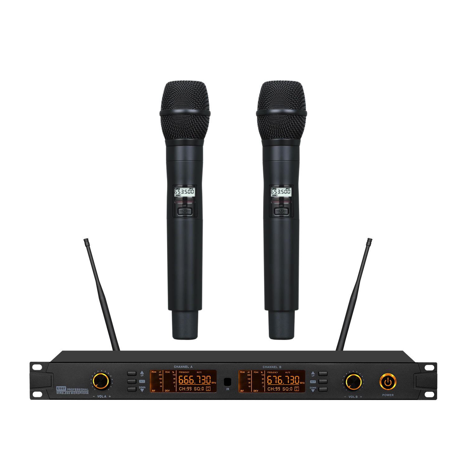 TRAIS UR-9002 Economic 2 Channels UHF Wireless Microphone for Conference Room KTV Singing (Optional: Handheld/Bodypack/Headset/Lavalier Mic)