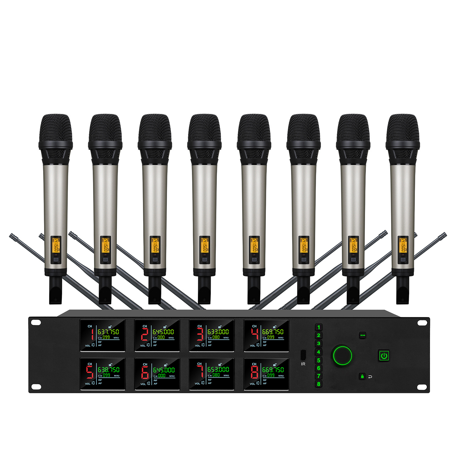 TRAIS UR-6800 Eight Channels Professional Handheld Bodypack Wireless Microphone  (Optional: Handheld/Bodypack/Headset/Lavalier Mic)