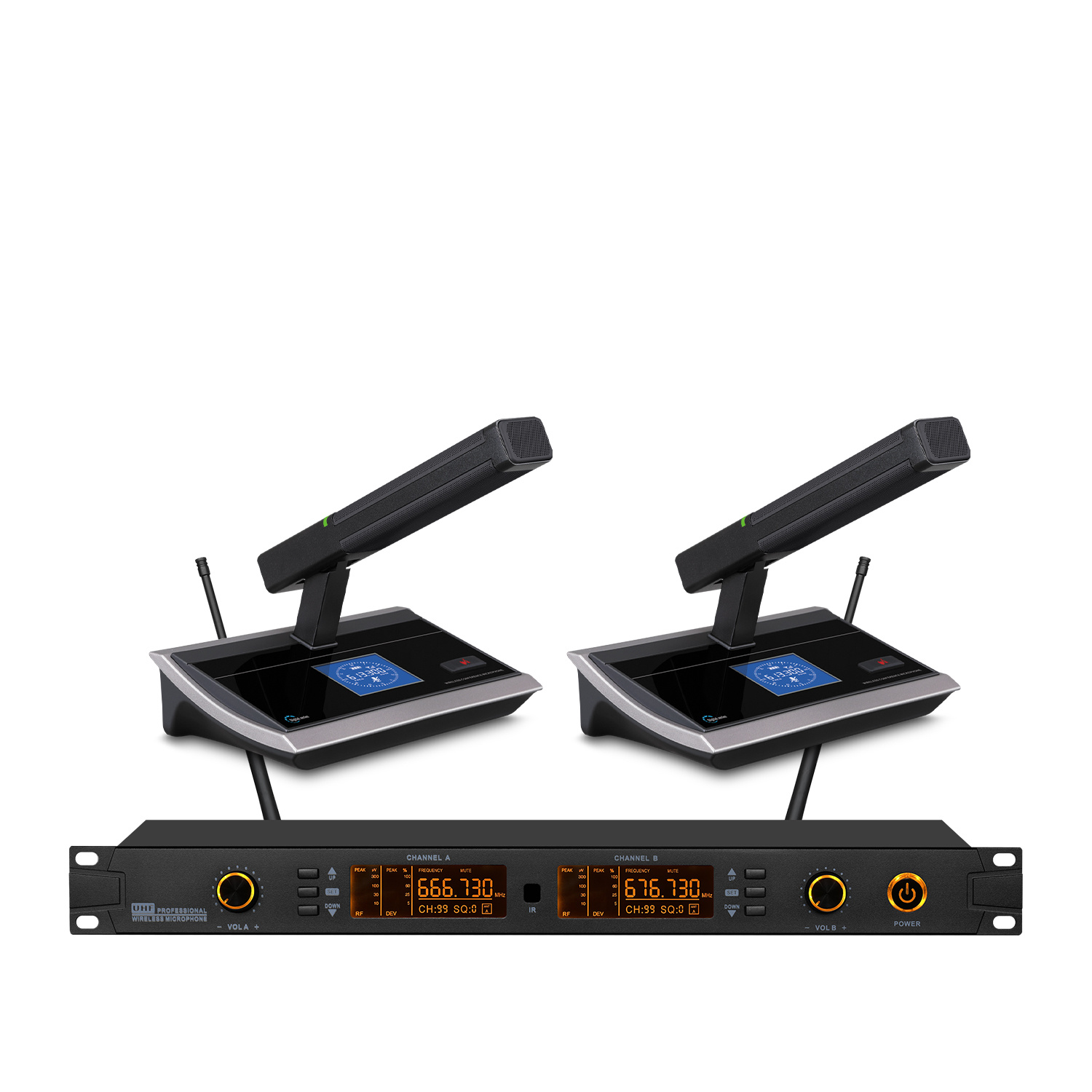 TRAIS TS-9002D Professional two-channel UHF FM wireless condenser conference microphone, super pickup, easy speech!