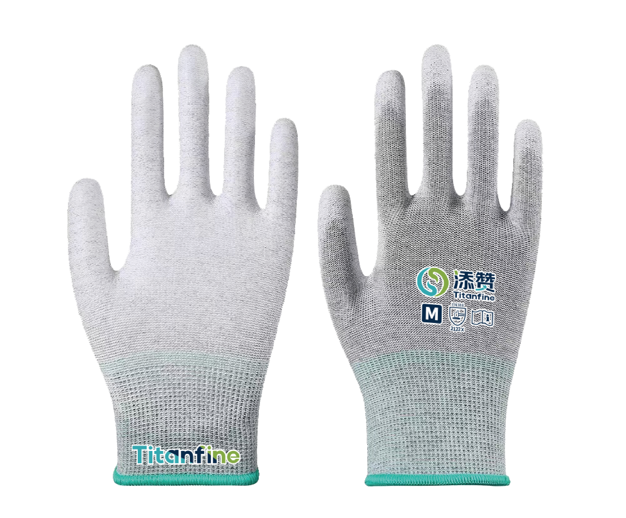 Dust-Free Carbon Fiber PU Coated Palm Gloves