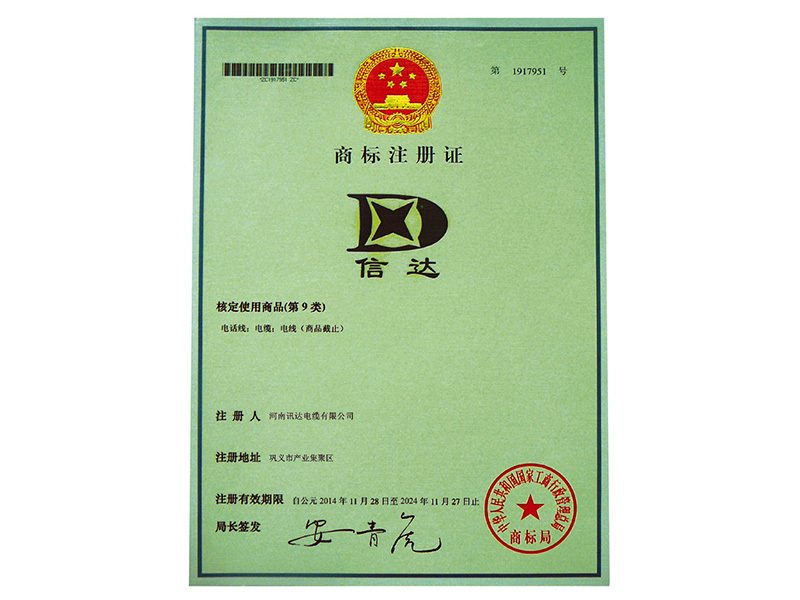 Trademark registration certificate Trademark registration certificate