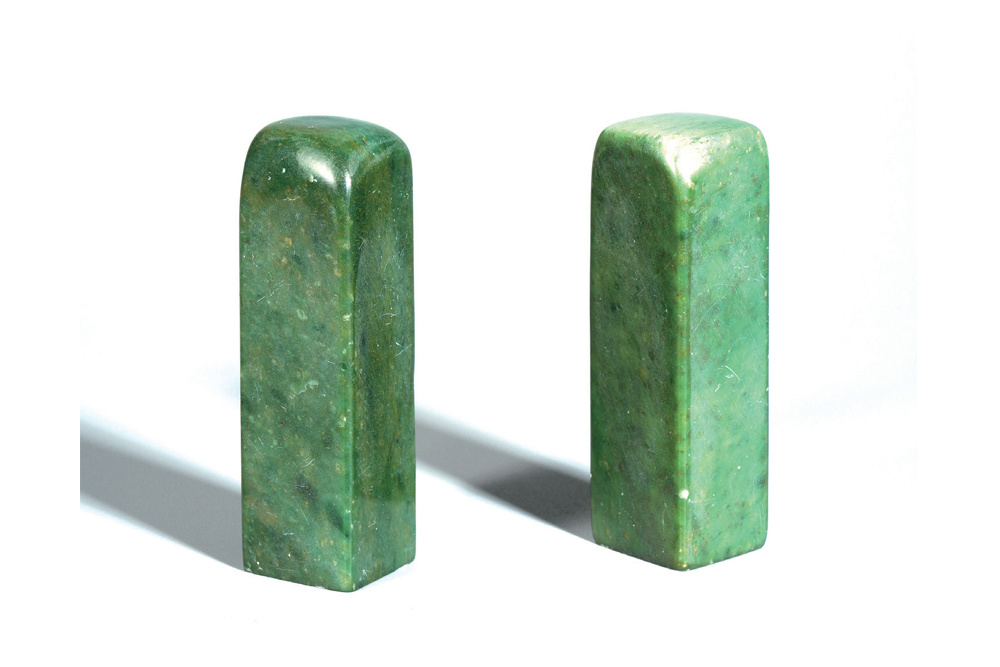 廣綠印石一對(duì)