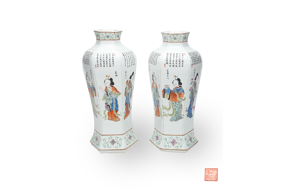 清同治 六棱梅瓶一對(duì)