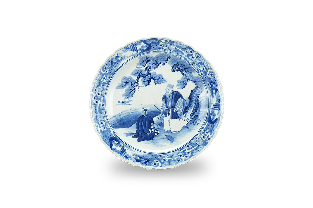 清晚 青花人物大盤(pán)