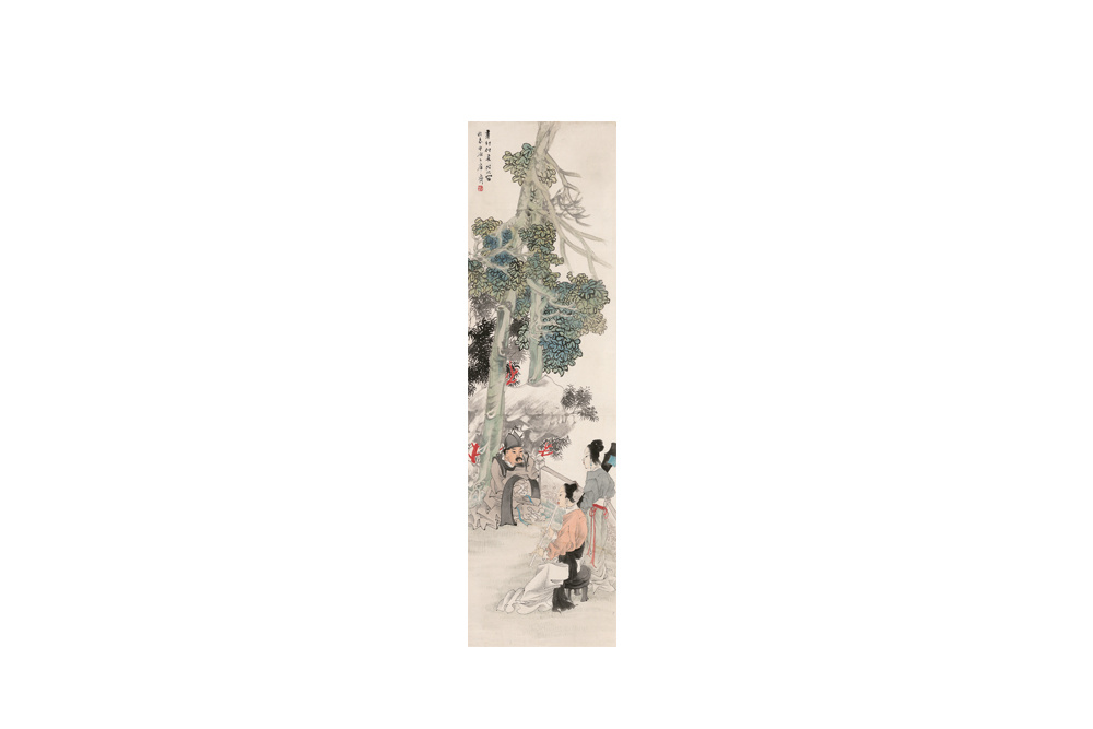 任伯年 1840～1895  設(shè)色紙本人物立軸  1891年作