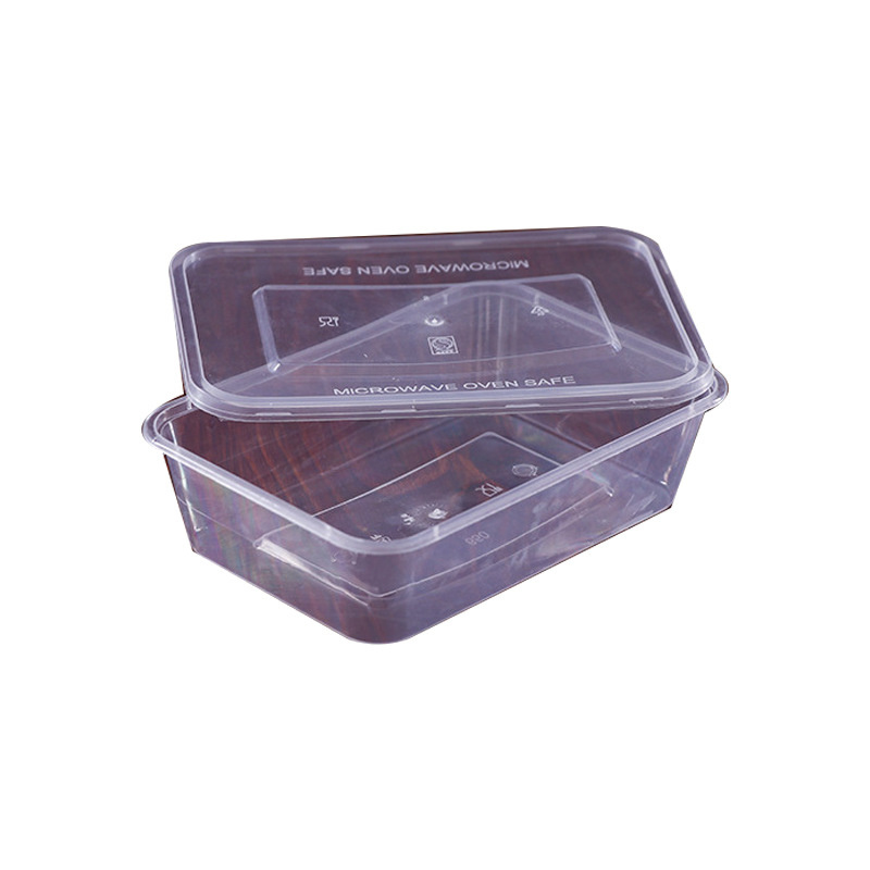 Thickened pp plastic packaging box fast food takeaway lunch box rectangular single grid two grid disposable lunch box factory direct supply