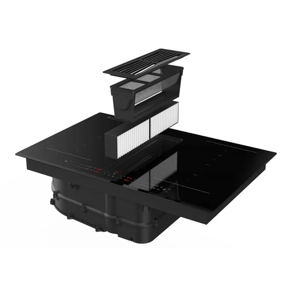 Built in 4 Burner Induction Cooktop with Downdraft Hood 7200W 240V Powerful Electric Stove