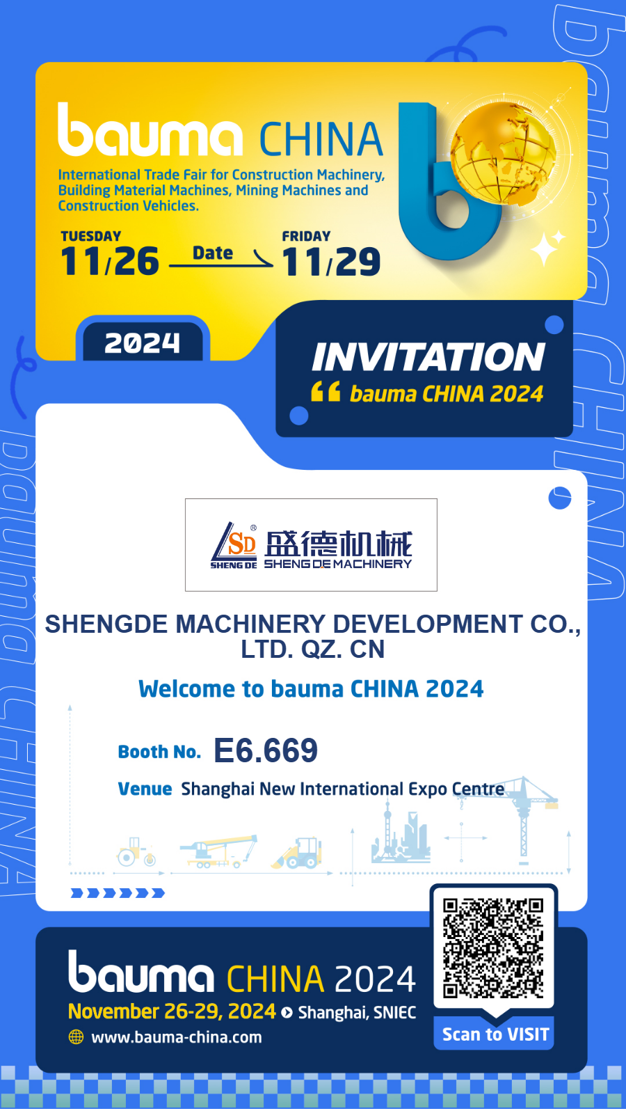 Quanzhou Shengde Machinery invites you to attend the 2024 Bauma China Exhibition