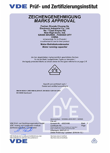 VDE Certificate -40021496 CBB61 0.47-8UF ± 5% 450V Class B 56(60)Hz 40-070-21_Page_1