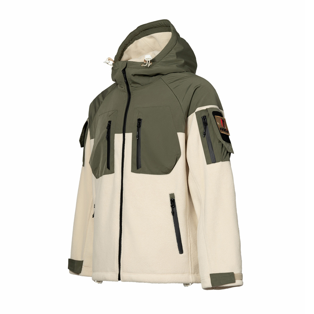 Hooded Patchwork Fleece Jacket