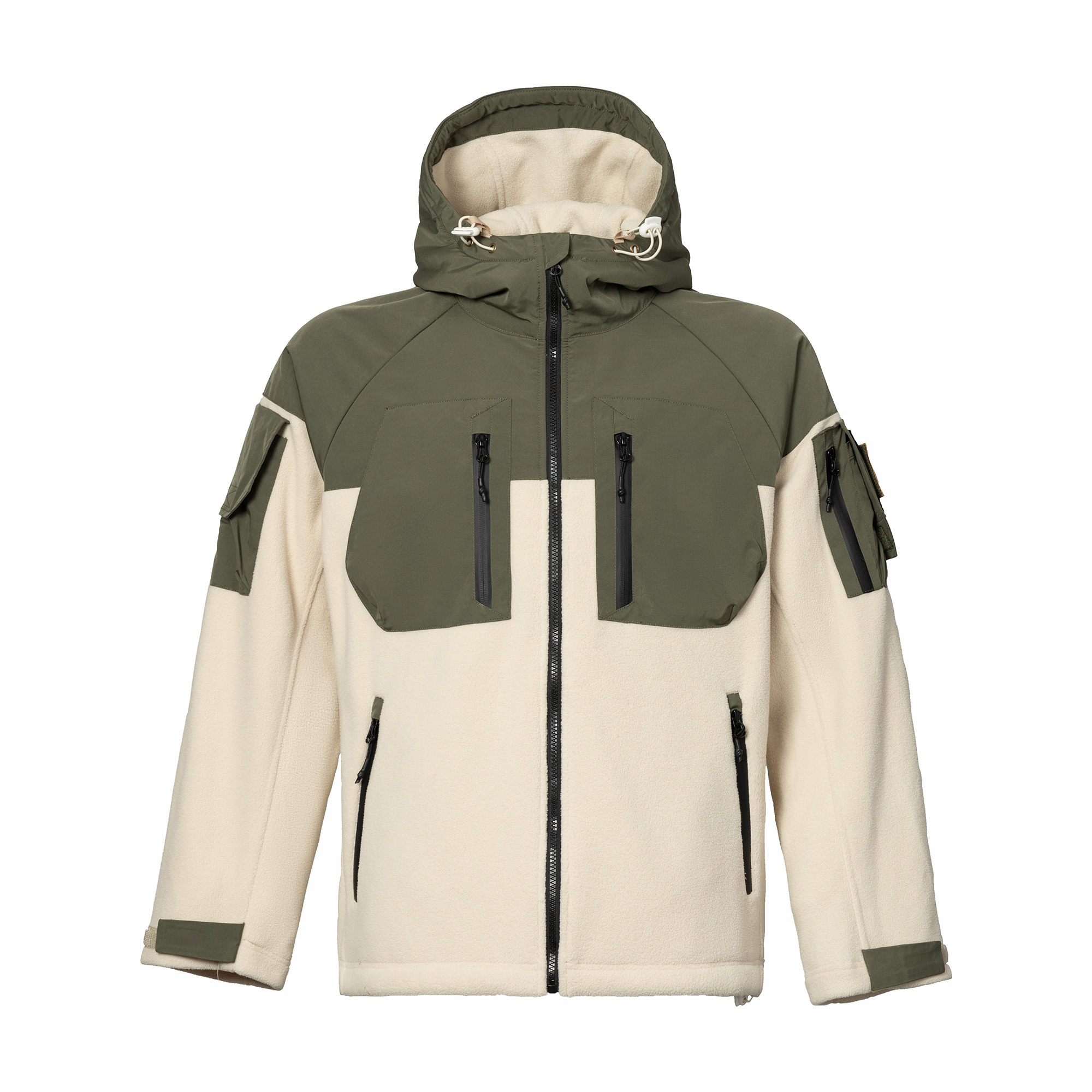 Hooded Patchwork Fleece Jacket