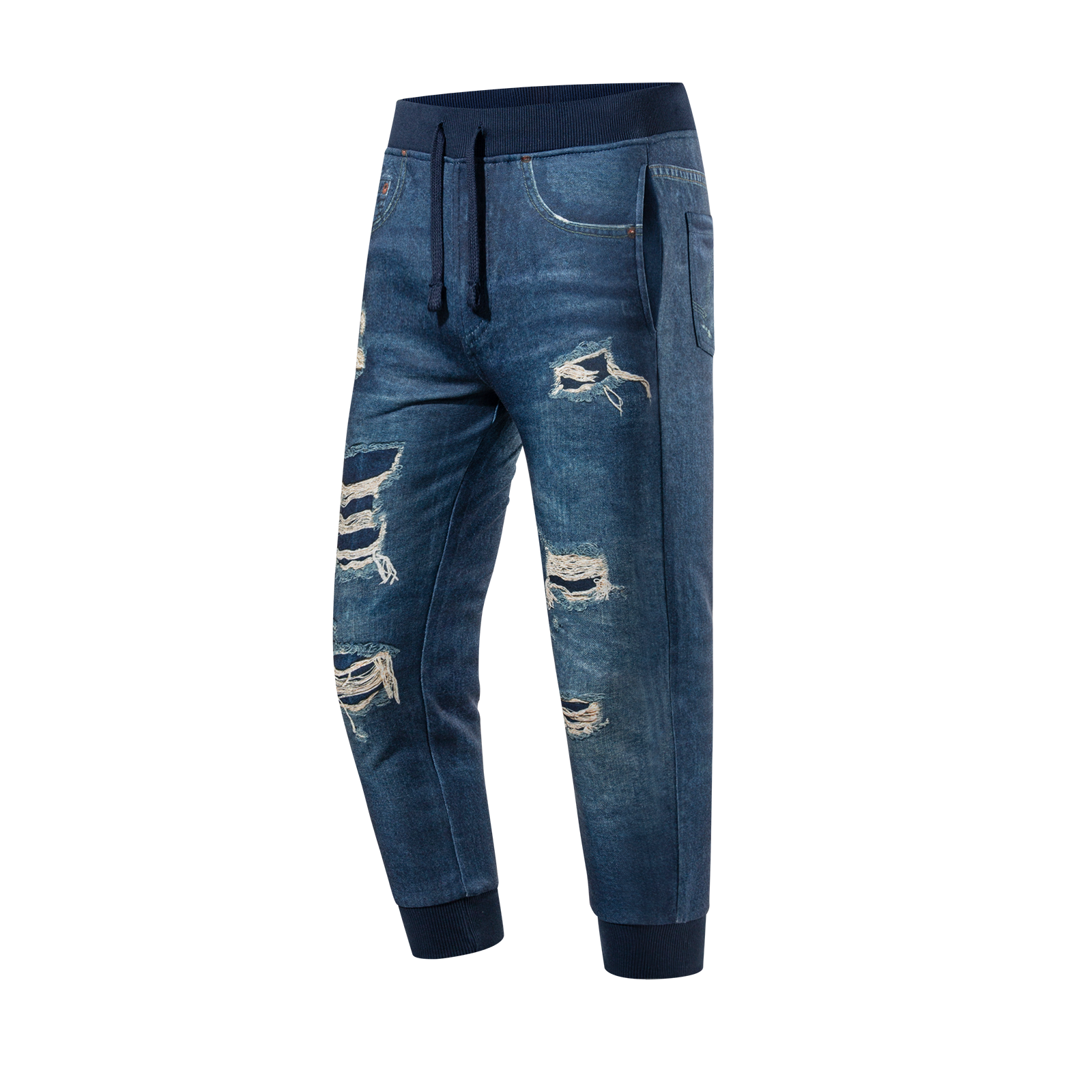 Velvet imitation denim sweatpants-YM4CKA020