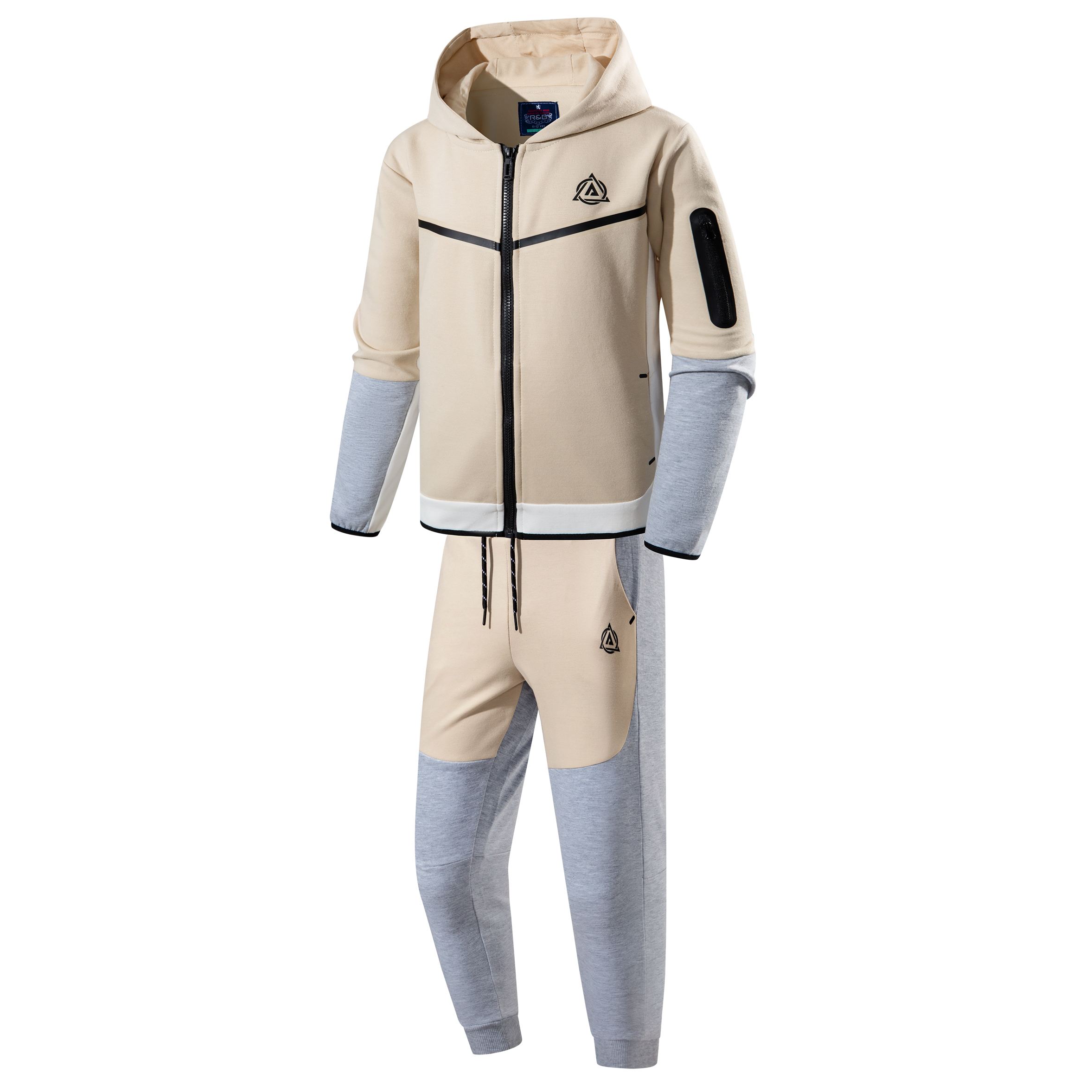 Boys' sweatshirt zipper hooded sports suit-YK4TZA025