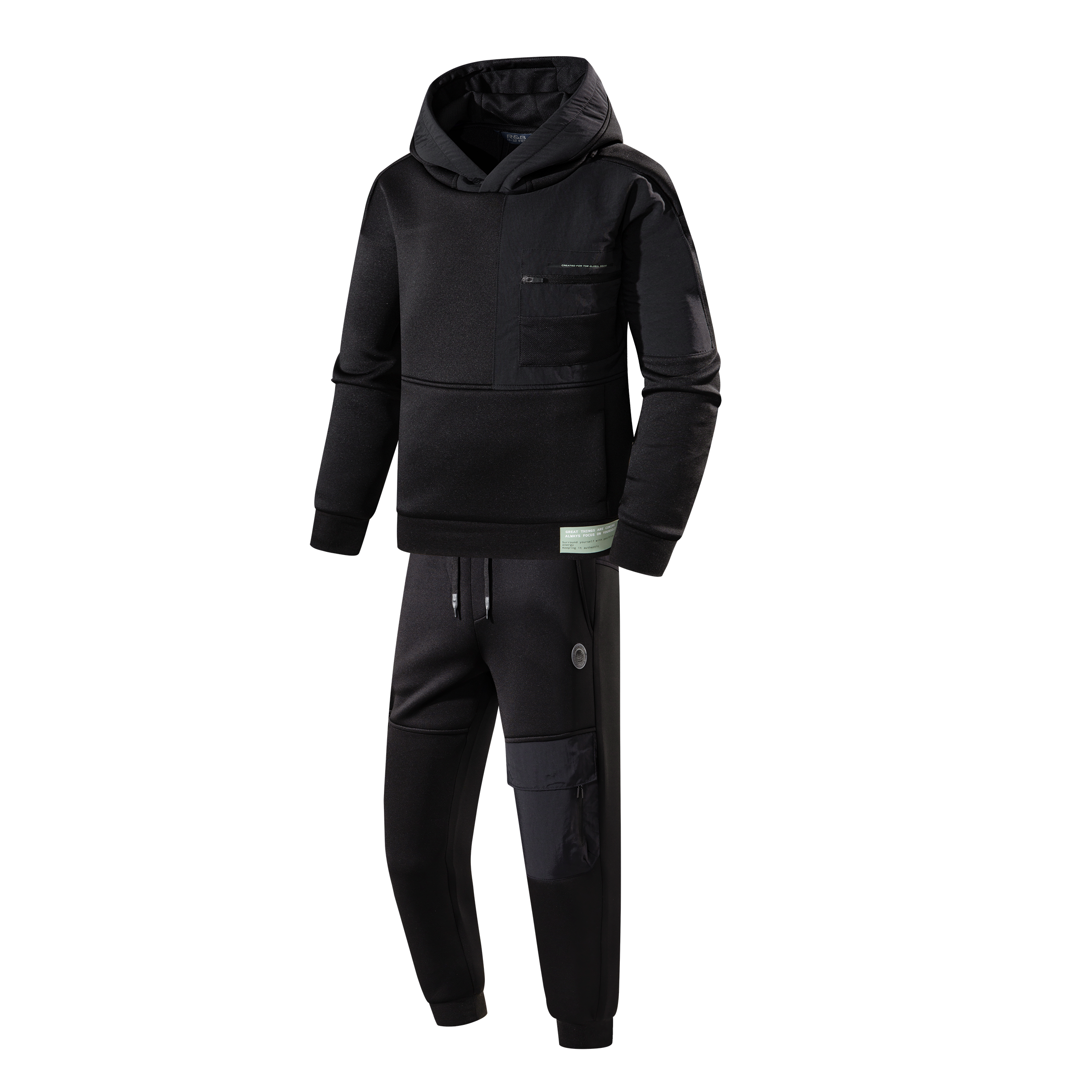 Boys' hooded sweatshirt pullover set-YK4TZA031