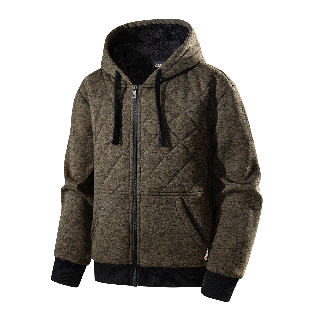 Jacquard lined hooded zipper sweater jacket-YK4WYA004