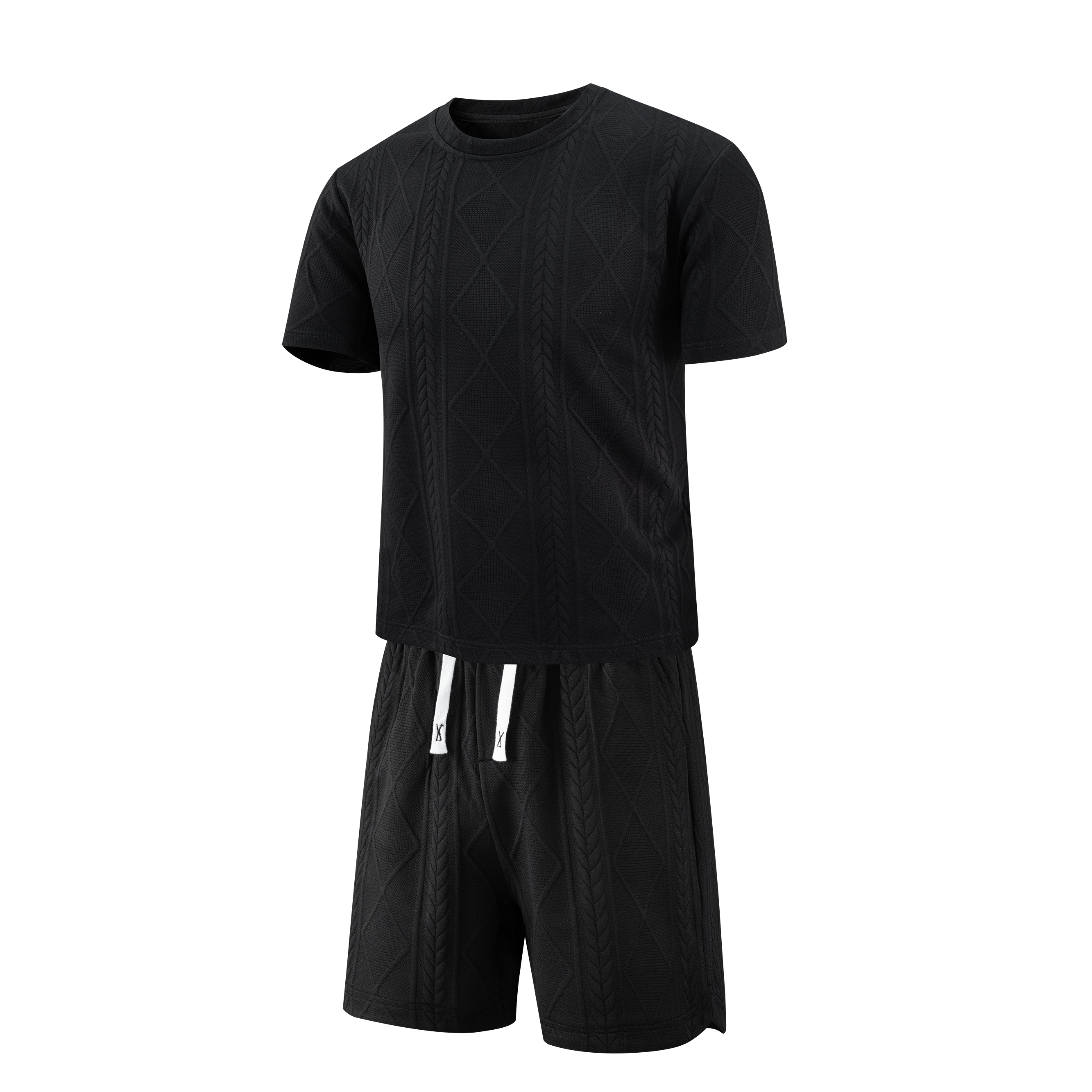 Short-sleeved loose-fitting jacquard T-shirt - YM5PTZ678