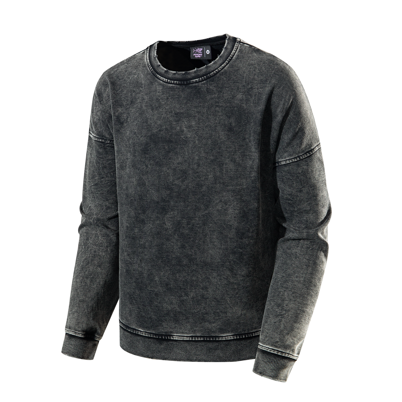 Round neck, fully washed cotton sweatshirt - YM5WYA620