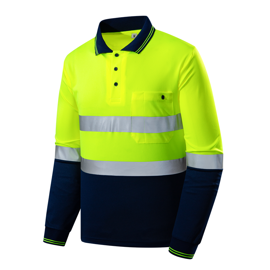 Long POLO shirt fluorescent reflective workwear-YM4WYA399