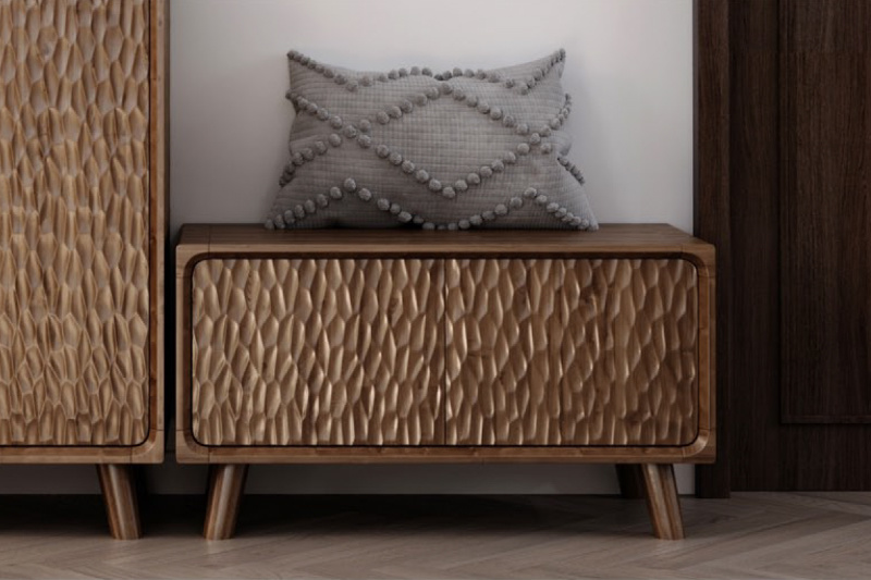 Shoe Changing Stool-Log Walnut