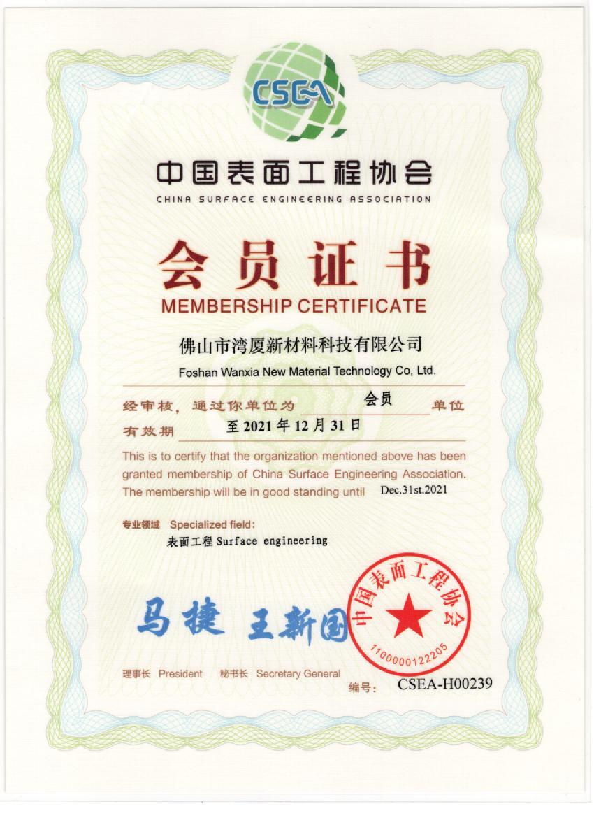 中國表面工程協(xié)會會員
