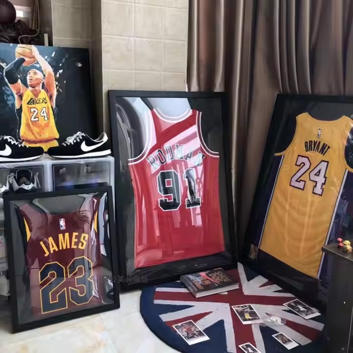 Customizable Home Decoration Sports Jersey Display Photo Frame Solid Wood Glass Wall Mounted Art Shadow Football Basketball