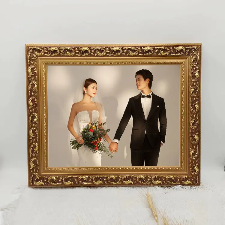 Solid wood gold carved European style oil painting frame vintage art photo frame plaque picture frame wholesale