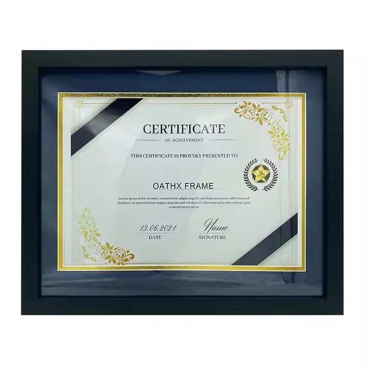 Europe and America Style Flat 11x14 Black Wood Certificate Certificate Holder Luxury Diploma Frame