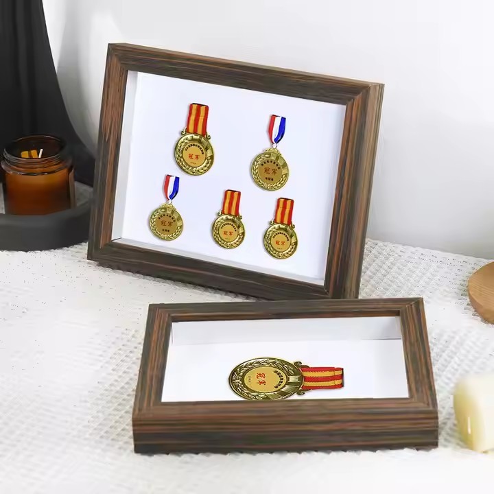 SOLID WOOD Challenge Coin Medals Combo Display Case Shadow Box Cabinet PICTURE FRAME