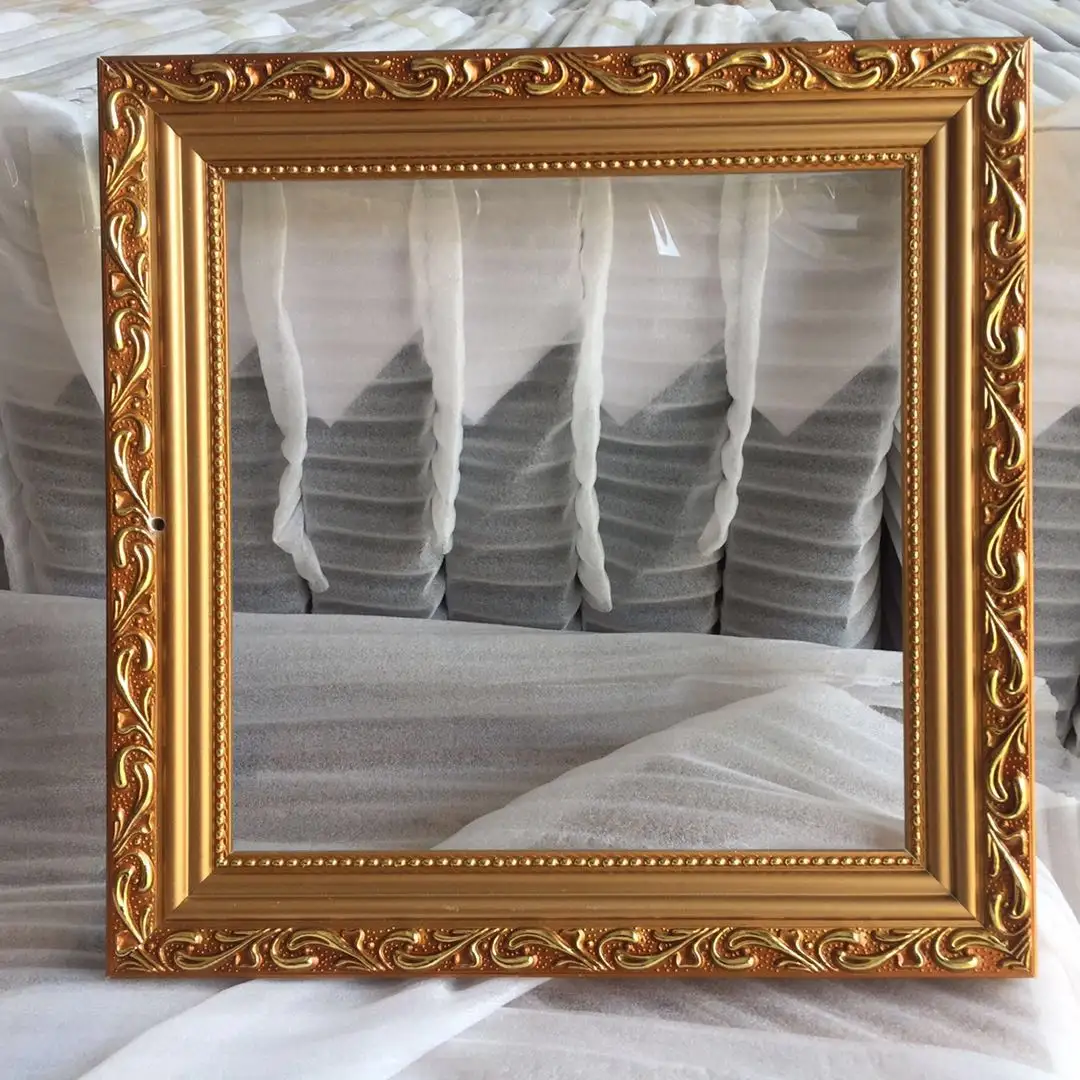 Large Size Wood Carving Handcrafted Golden Antique Wood Frame For Oil Painting