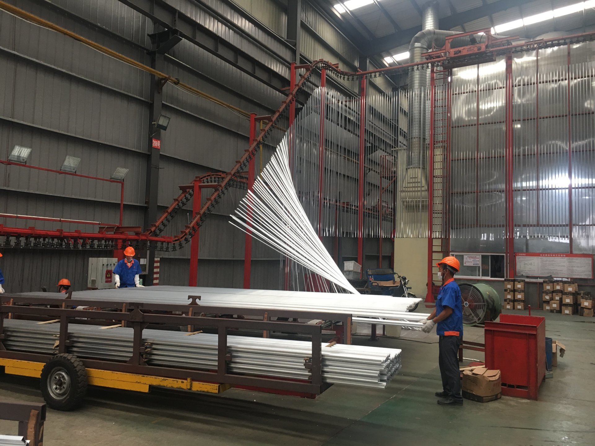 Vertical spraying line