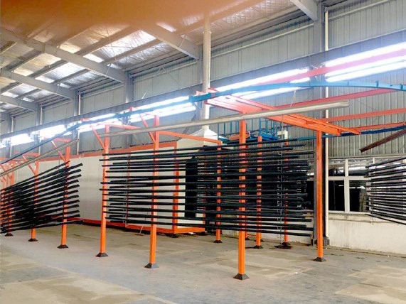 Horizontal spraying line