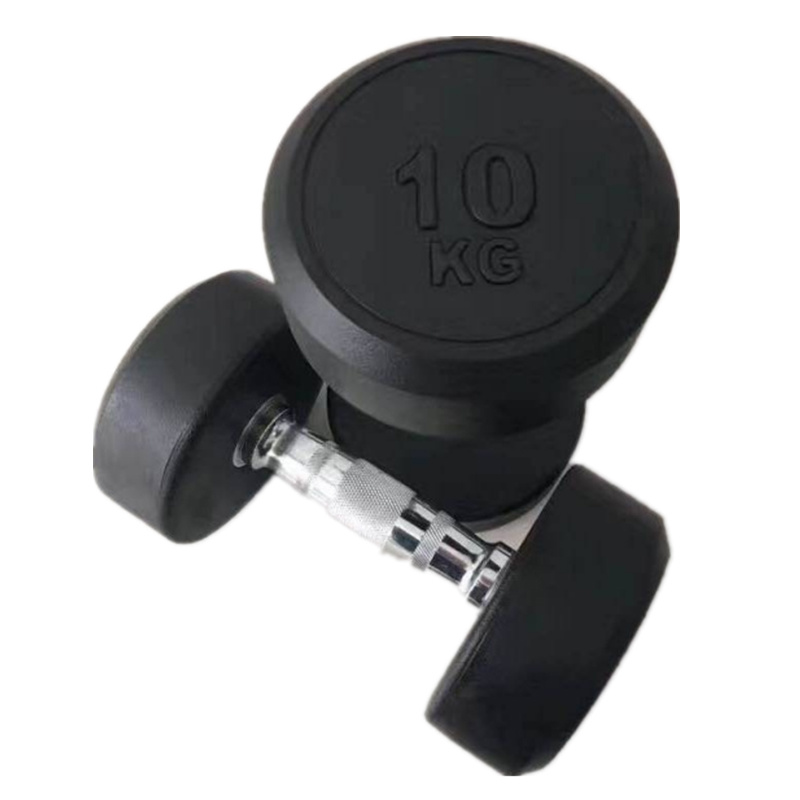 D-101D Fixed Black Rubber Dumbbell 