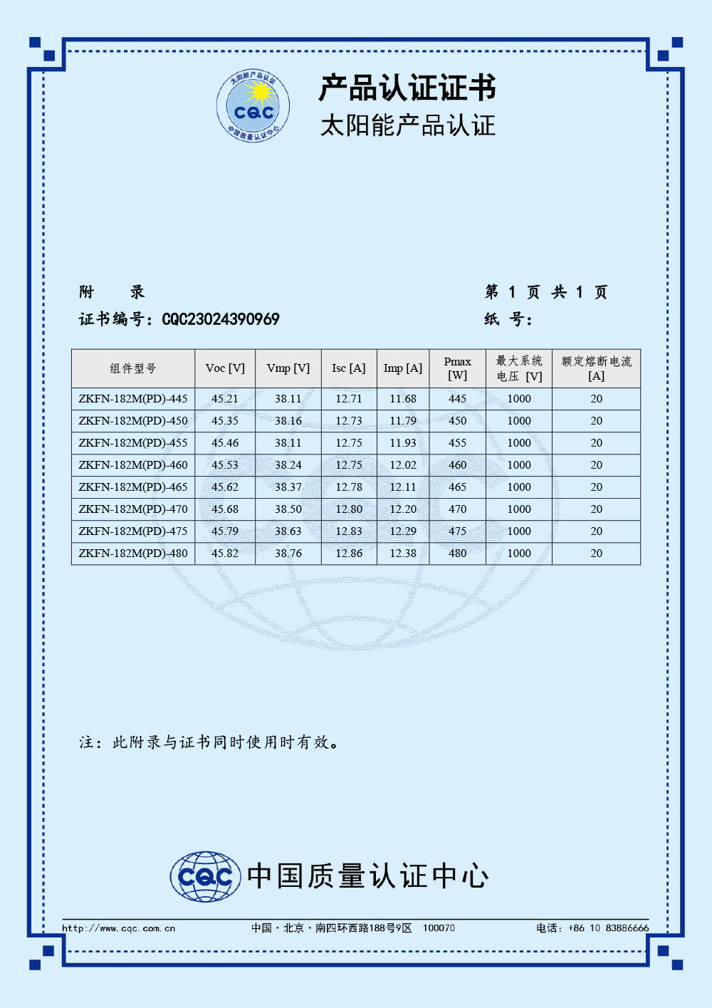 Product Certification Certificate