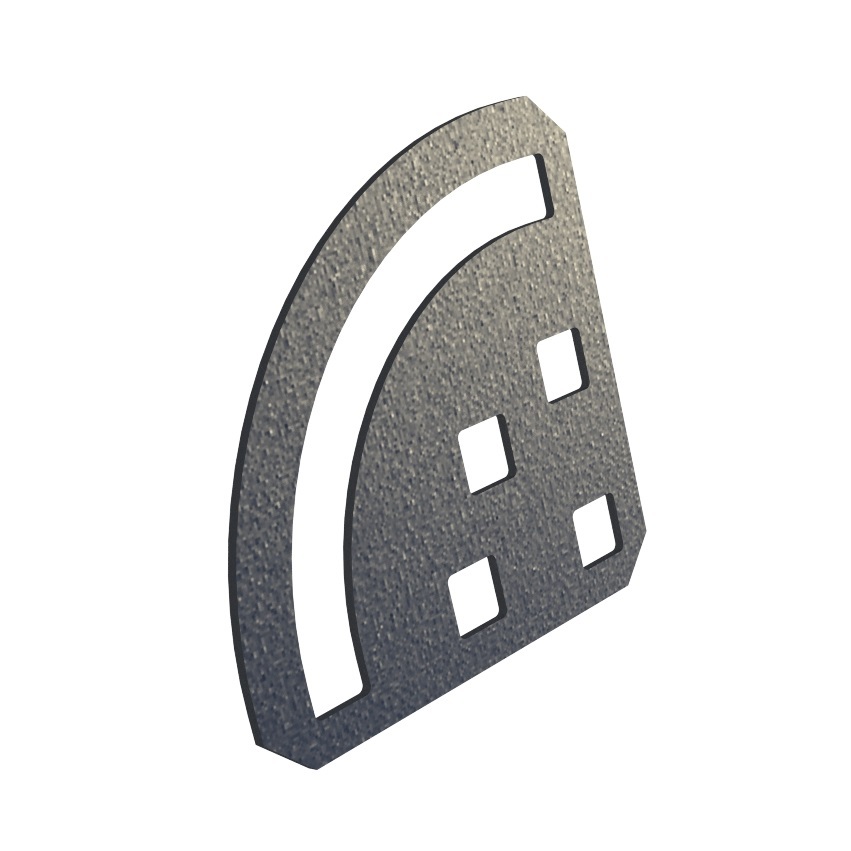 A sector-shaped sliding plate with a sector-shaped sliding groove and square holes A sector-shaped sliding plate with a sector-shaped sliding groove and square holes