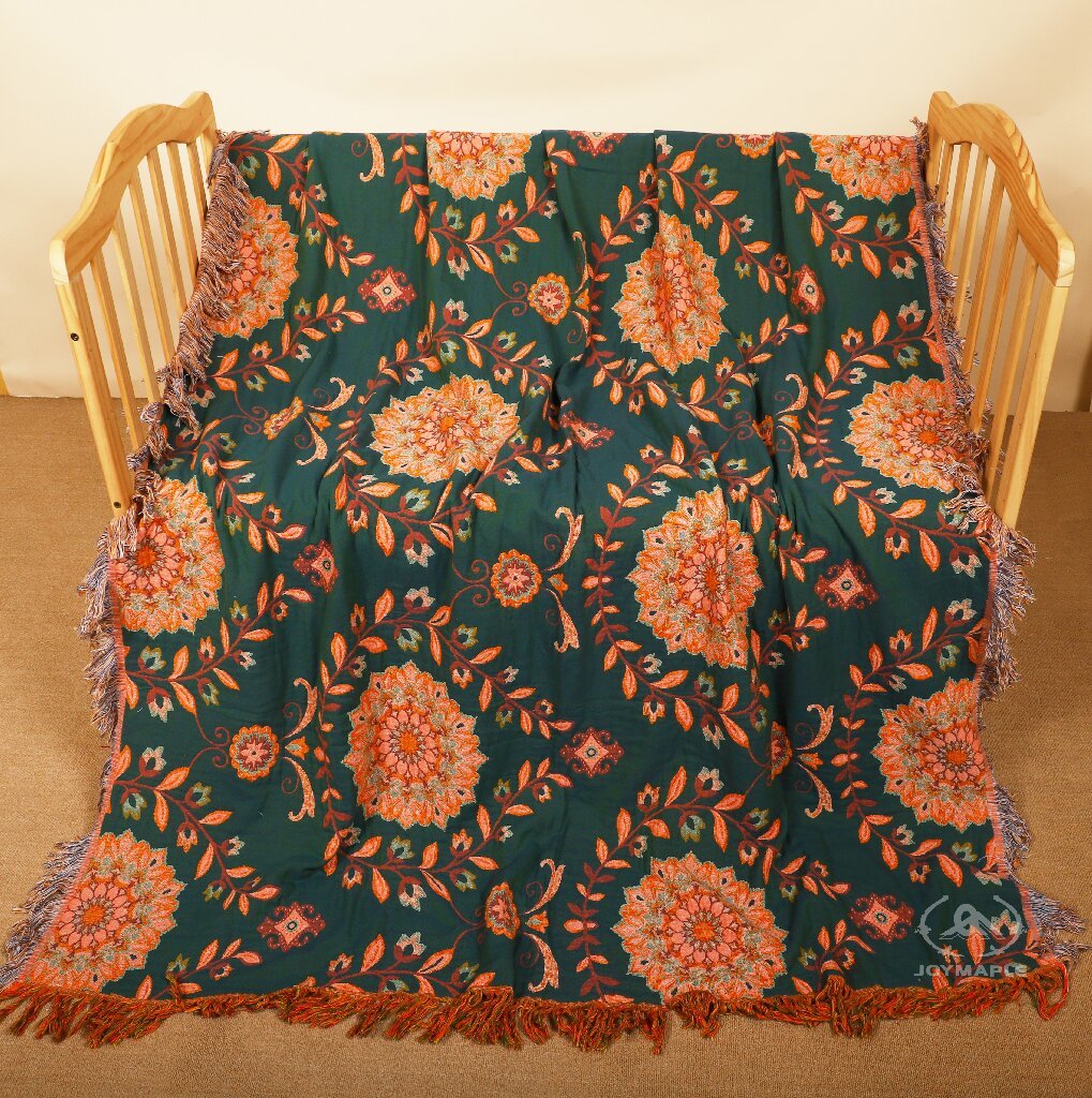 Custom Reactive Printing Towel Blanket with Tassel