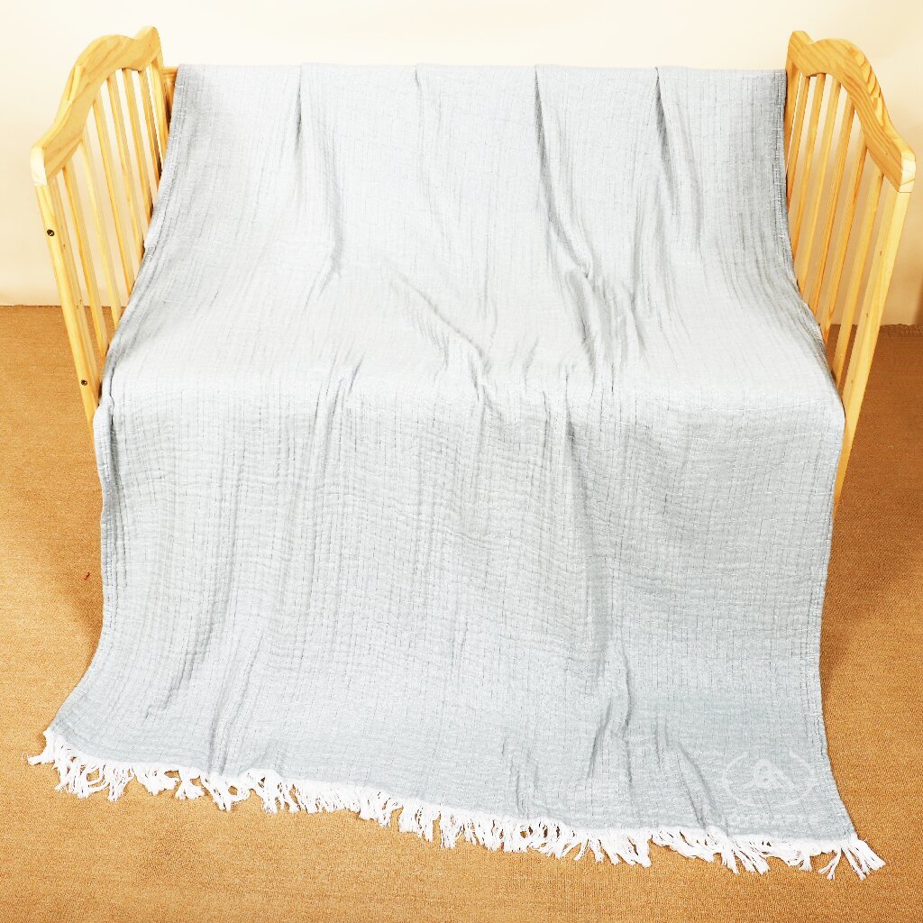 Solid Color Towel Blanket with White Tassels