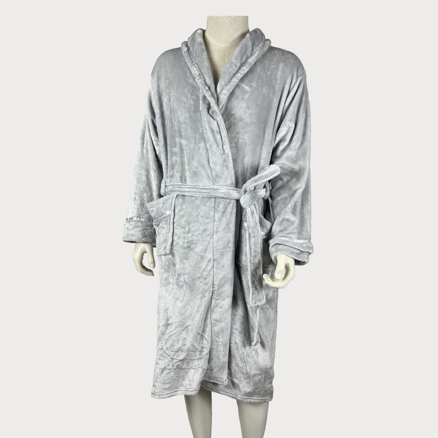 Solid Color Flannel Bathrobe for Adults