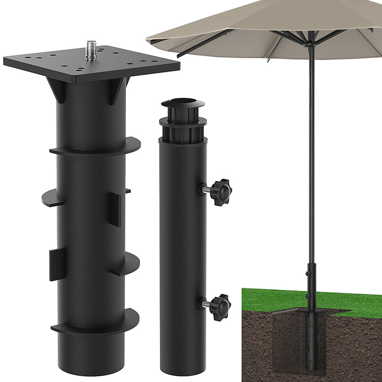 JH-Mech Patio Cantilever Umbrella Base in Ground with Umbrella Stand Tube Universal Steel