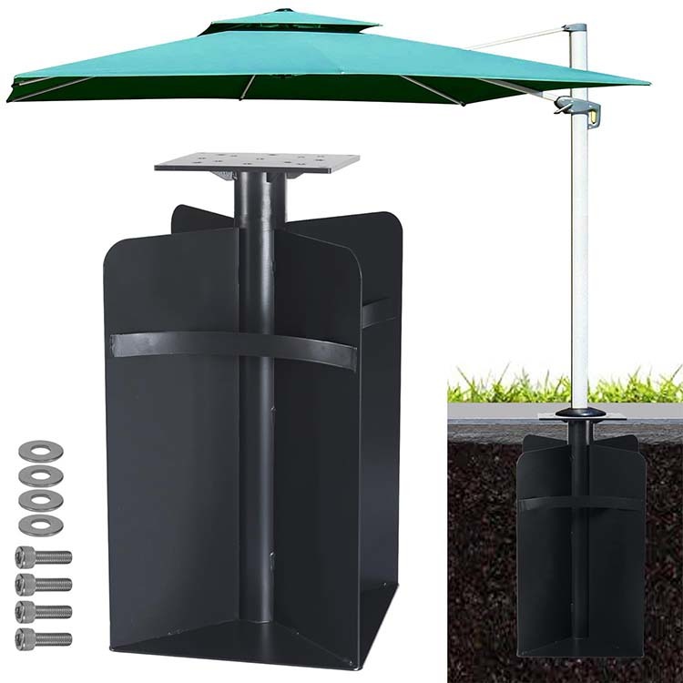 JH-Mech In Ground Umbrella Base Stainless Steel Versatile Compatibility Umbrella Holder Upright Offset Cantilever