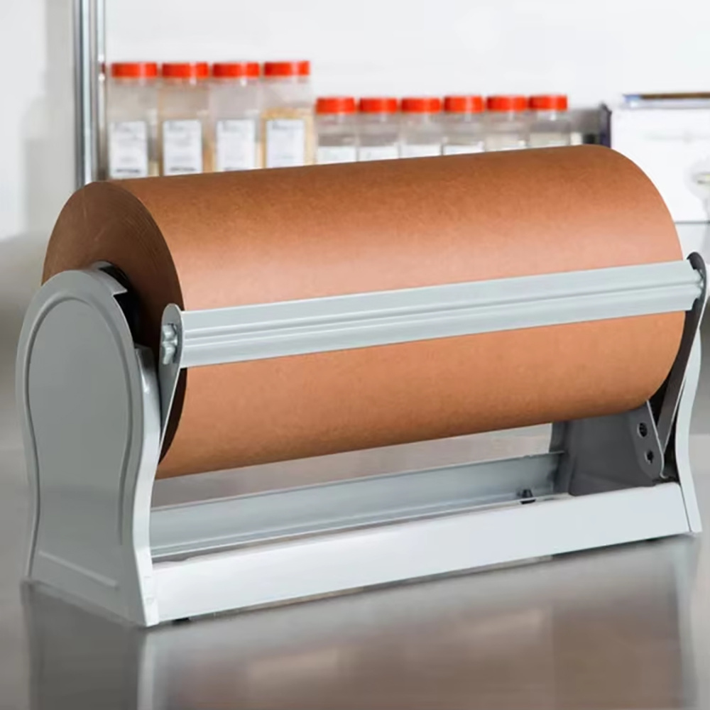 JH-Mech Kraft Paper Roll Dispenser and Cutter Carbon Steel Durable Tabletop Non-slip