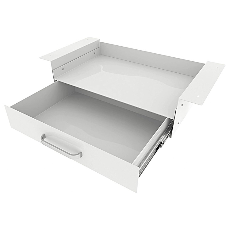 JH-Mech Double Layer Easy Slide-Out White Stainless Steel  Under Desk Drawer Organizer for Home Office